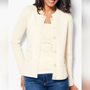 NWOT Talbots Sweater Jacket Ivory w/ Enamel Buttons Over $100 Retail